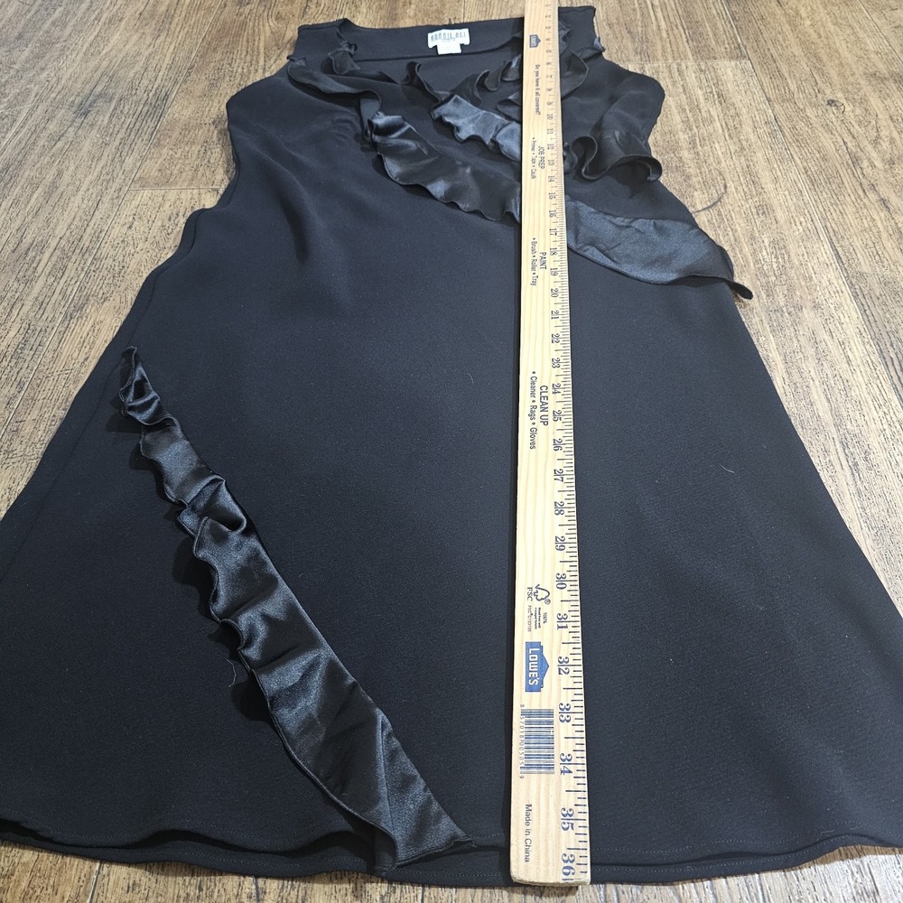 VTG Robbie Bee Black Dress Satin Ruffle Sleeveless Y2K Cocktail sz 8 Petite - Picture 6 of 9